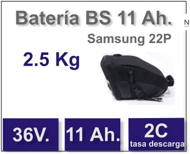 Bateria Lithium 36v 11Ah c/Bolsa Sillin + Cargador